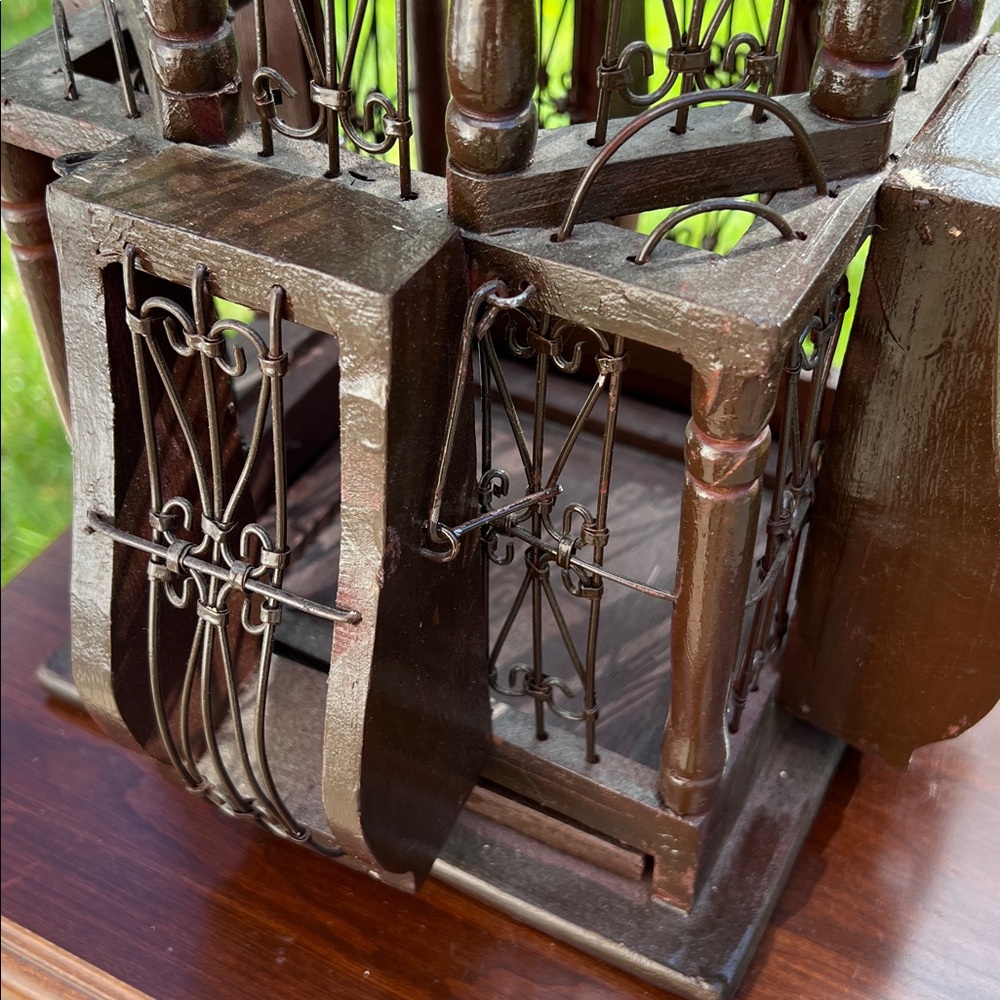 Antique Victorian Style Hot Air Balloon Shaped Wood Wire Decorative Birdcage - Picture 13 of 17